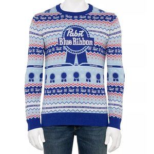 Pabst Blue Ribbon Mens Ugly Christmas Sweater Beer PBR NEW WITH TAGS SMALL